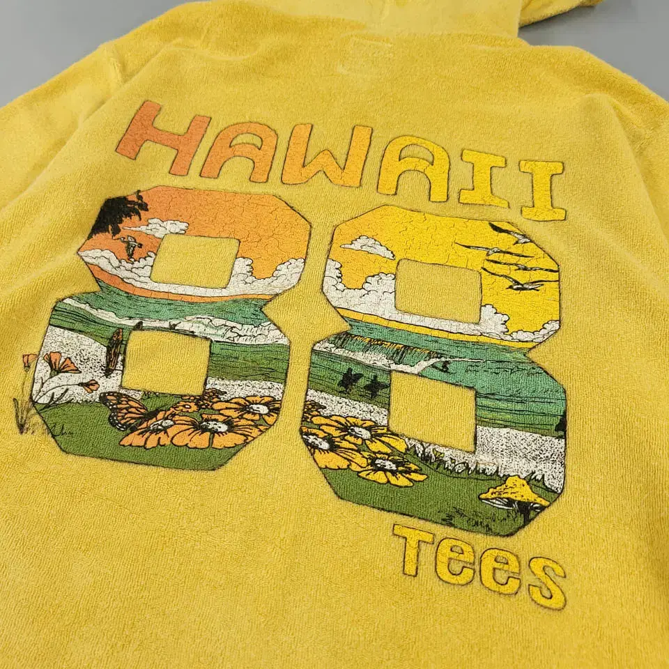 US RAGS 피그먼트 옐로우 멀티컬러 HAWAII 88 TEES 석양