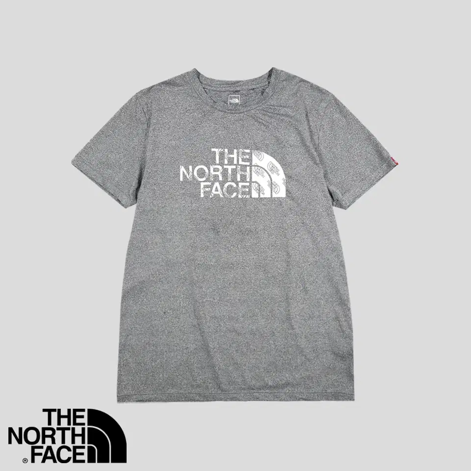 The North Face Gray White Big Print Monogram Logo Functional Short Sleeve T-Shirt S