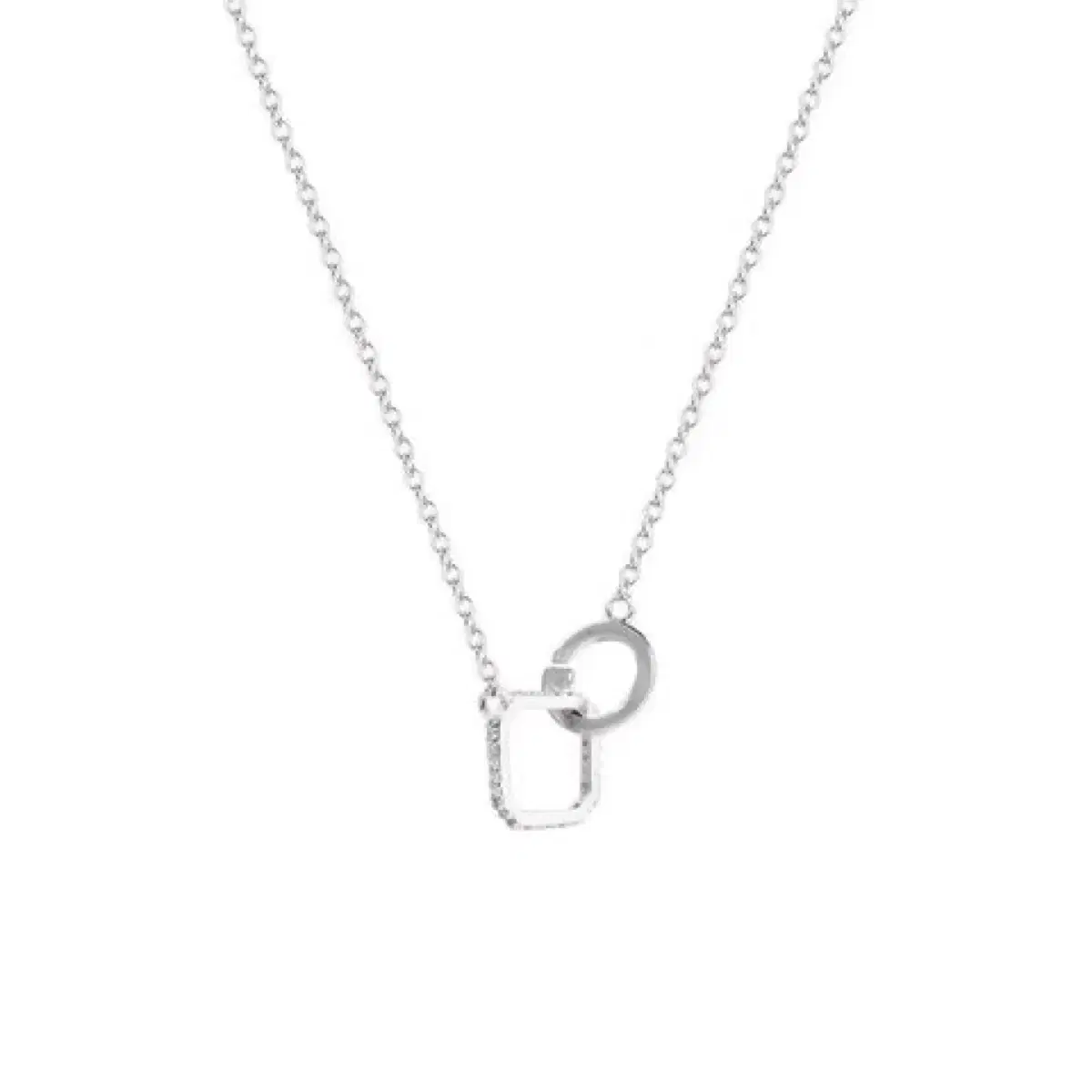 silver925 double square necklace 은목걸이