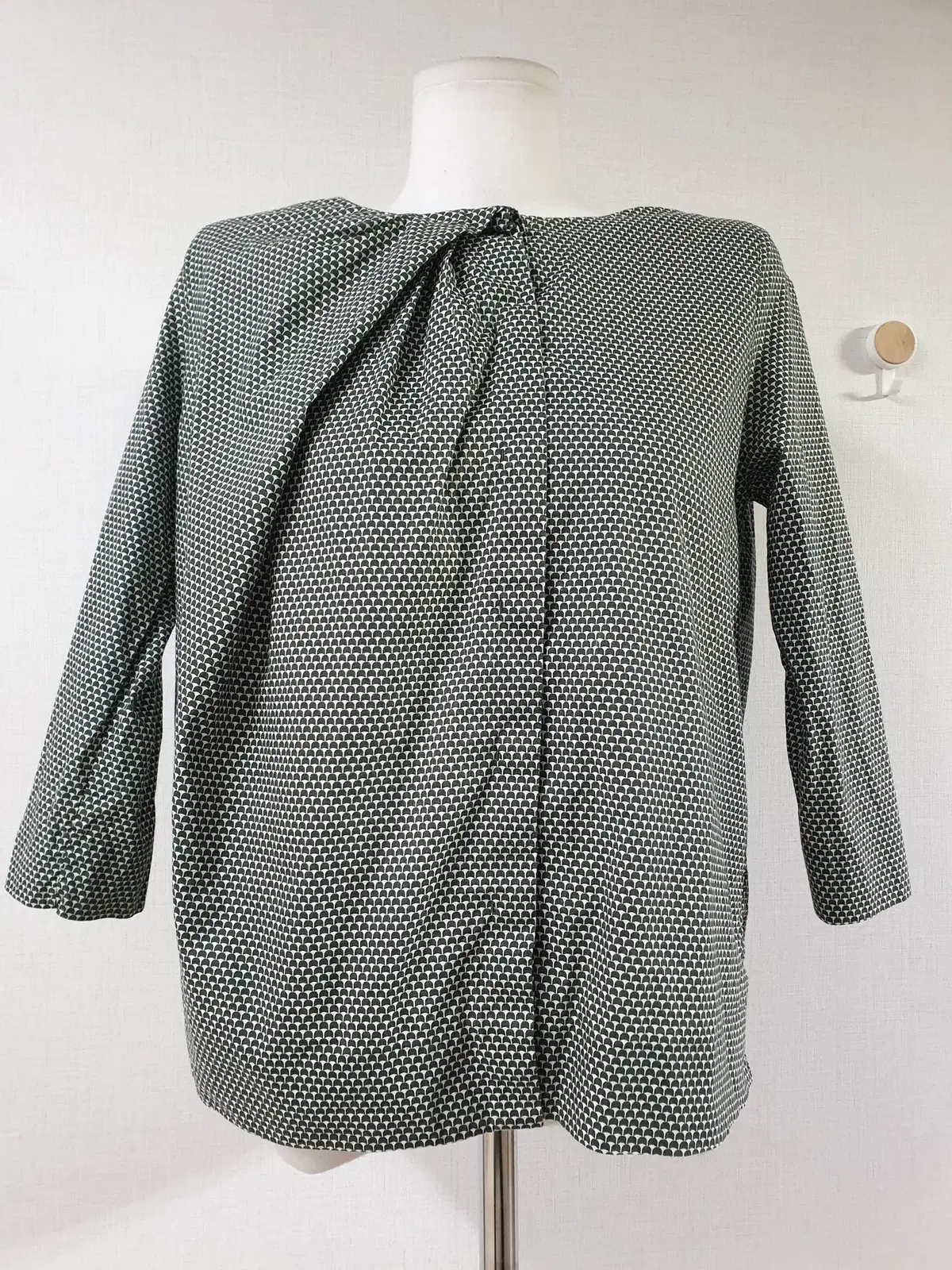 Women's Blouse, Avant-garde, Small Pattern, 100% Cotton, 55, 66, 77, Deep Green S