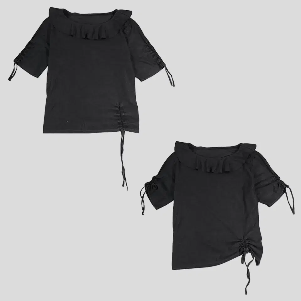 HAVE A NICE TRIP Black shirred boatneck linen100 Y2K rock chic