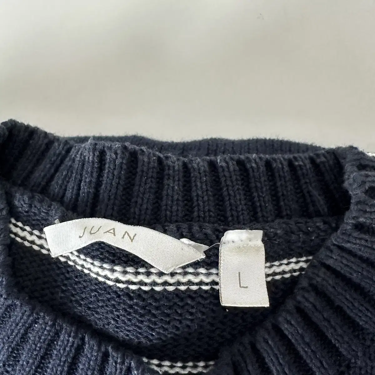 주앙옴므 HORIZONTAL STRIPE COTTON SWEATER