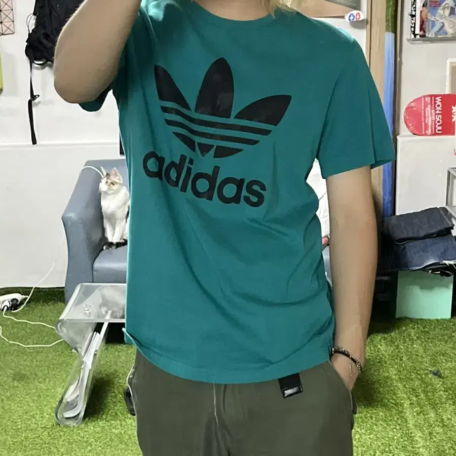 아디다스 빅로고 틸그린 반팔티셔츠 Adidas