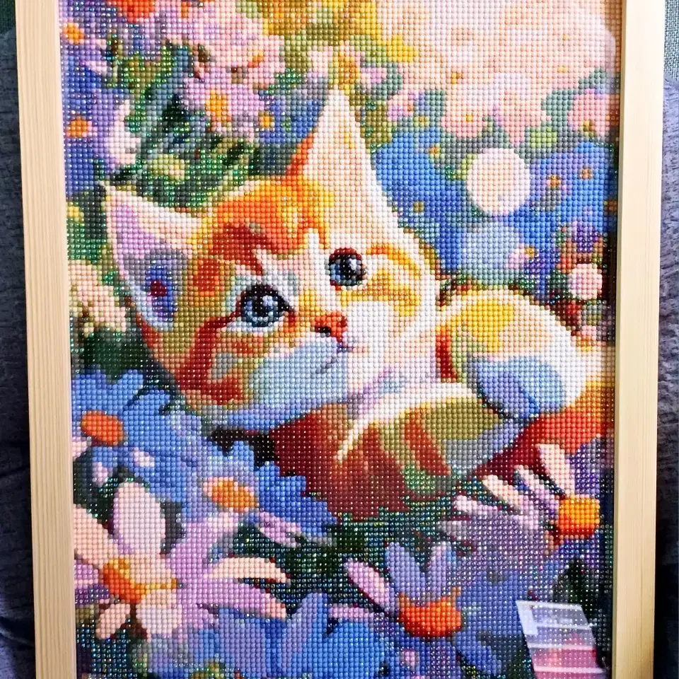 고양이 보석십자수 30x40 아크릴액자