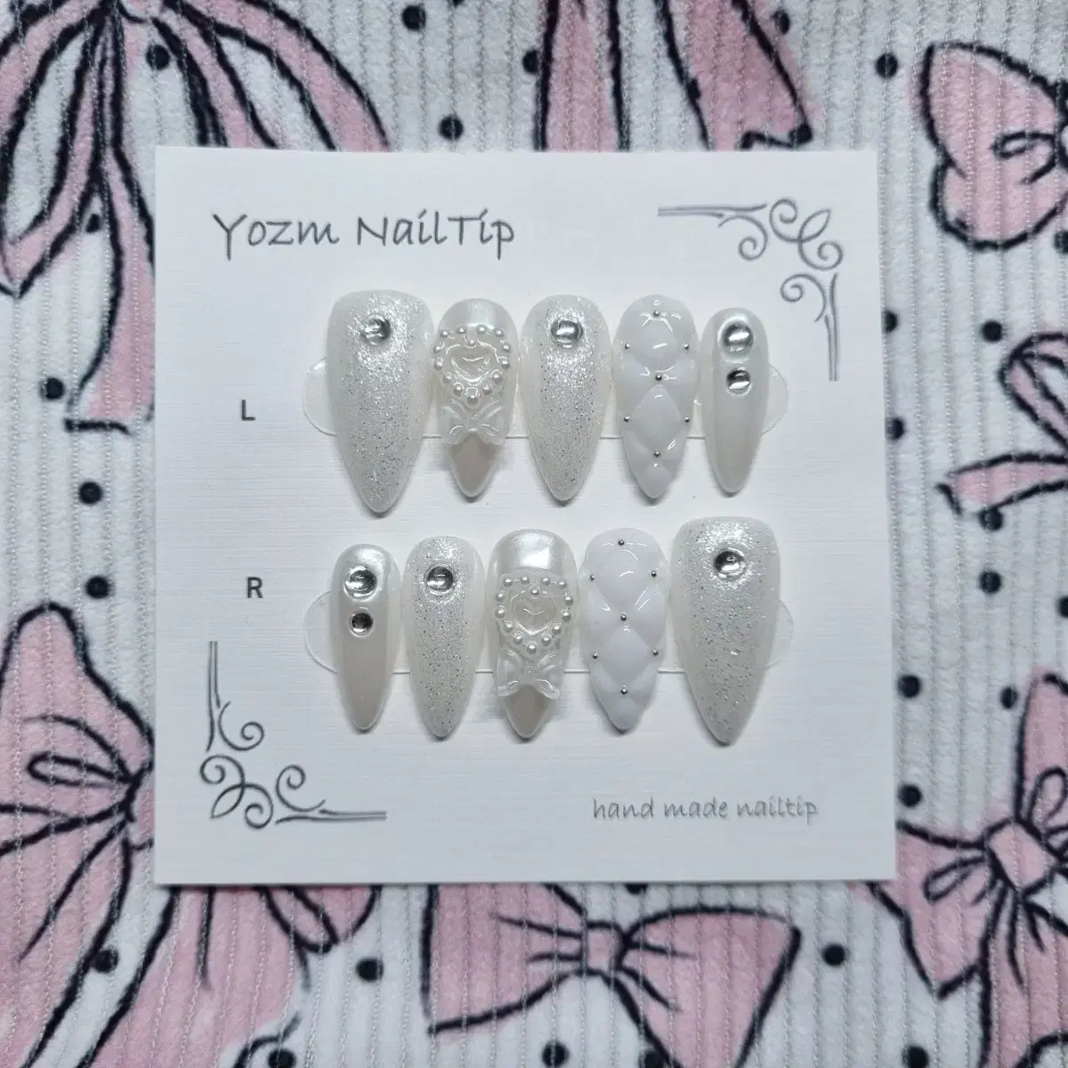 Yozm NailTip 화이트엠보글리터