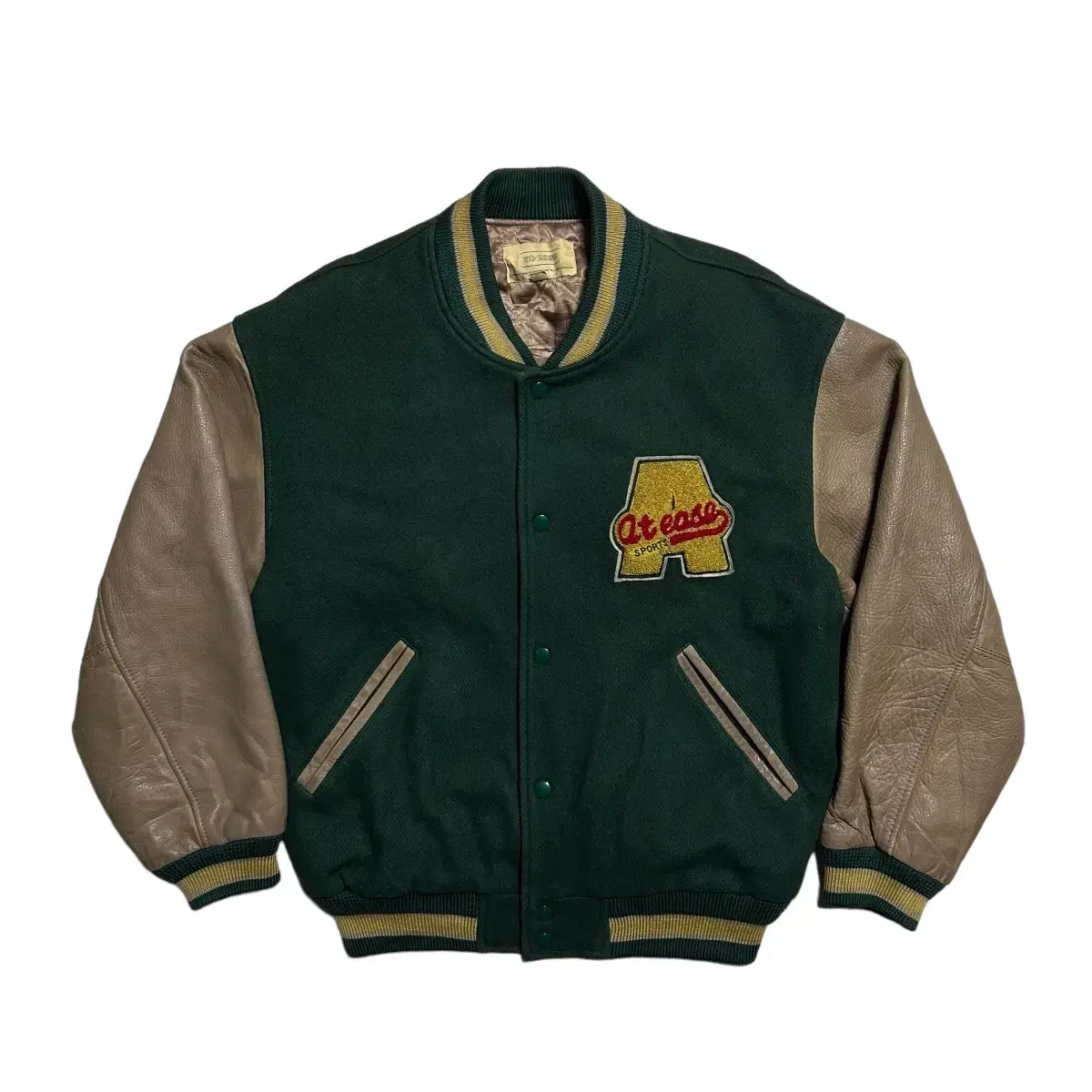 at-ease usaVintage Leather Varsity Jacket (L)