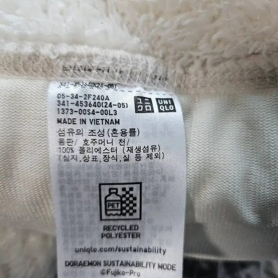 유니클로 uniqlo 도라에몽 뽀글이 집업 자켓 XL