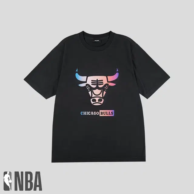 NBA 엔비에이 블랙 프리즘 시카고 불스 빅프린팅 반팔 티셔츠 M