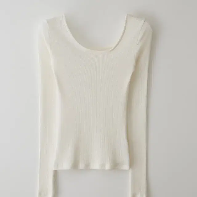 마조네 neck point ribbed top ivory