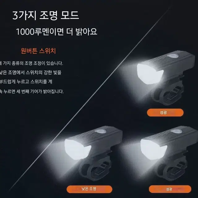 새제품 충전식 자전거 라이트 전조등 + 후미등 2가지 포함