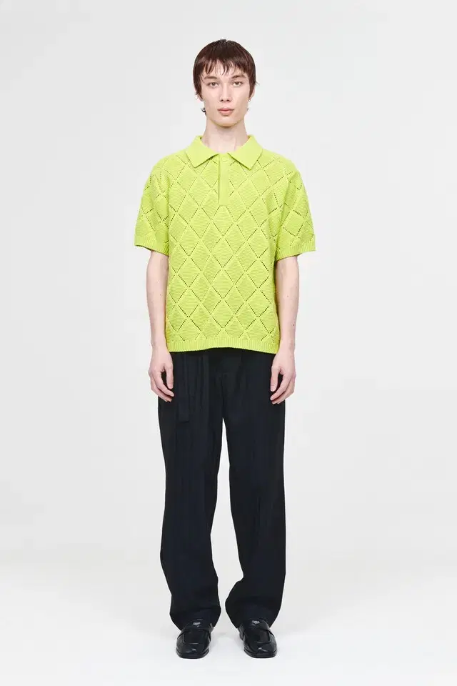 Afterpray Dia Crochet Knit Polo Lime M L New