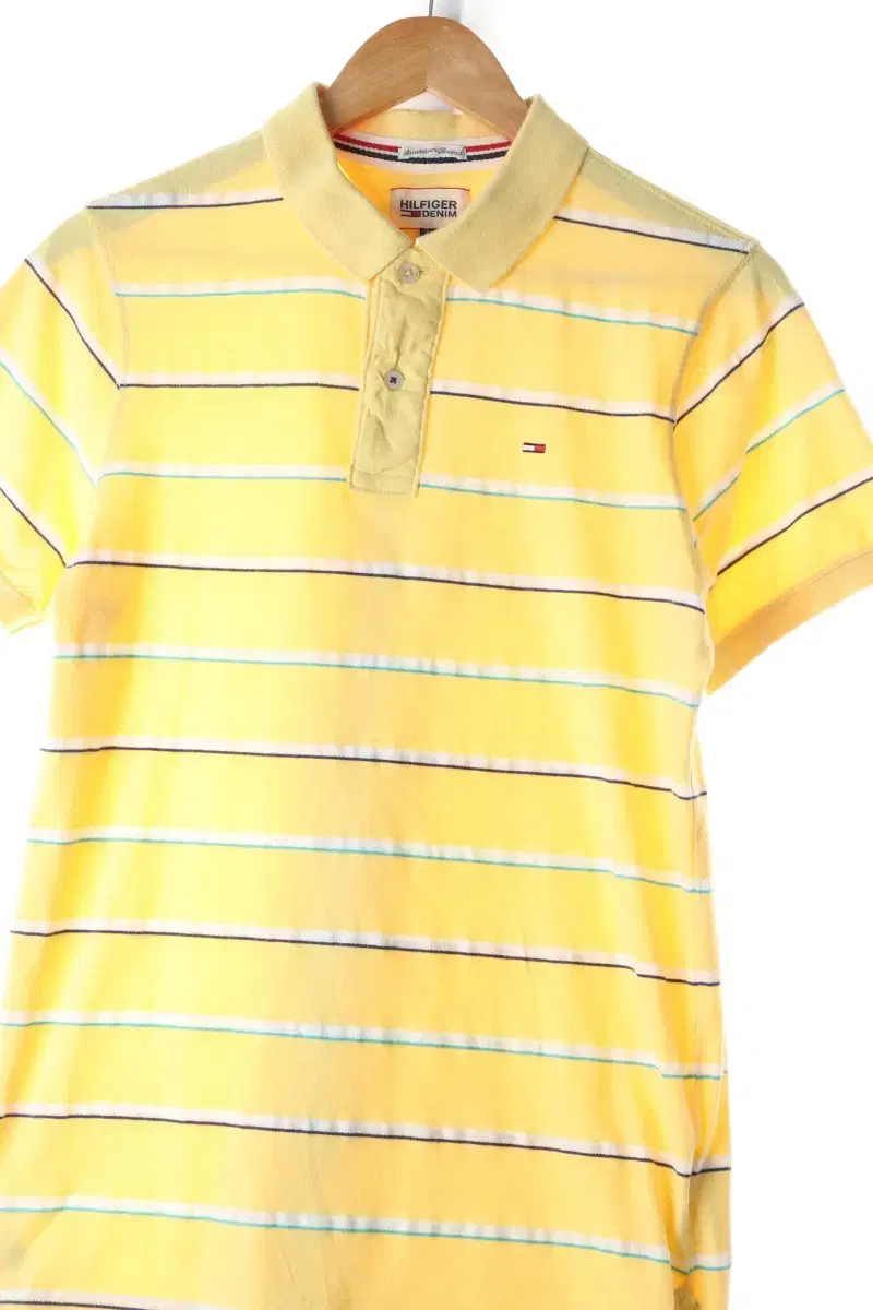 (M) Tommy Hilfiger Short-sleeved kara T-shirt Yellow Stripe Amekazi-C4FF