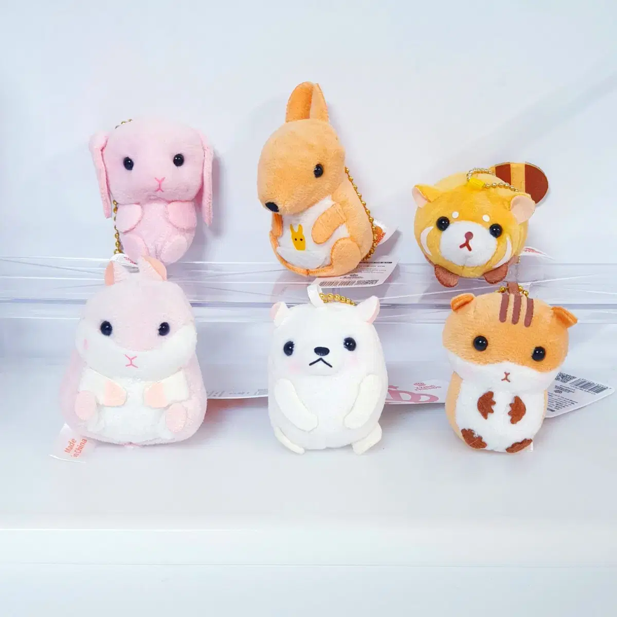 Mini Animals doll keyring bag tag ball chain rabbit kangaroo rat rats panda hamster squirrel