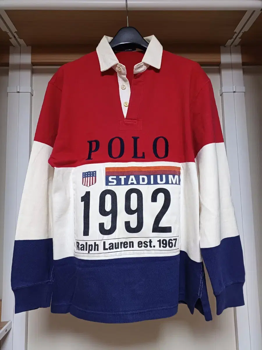 원판 1992 폴로 스타디움 럭비 라거셔츠 polo stadium OG