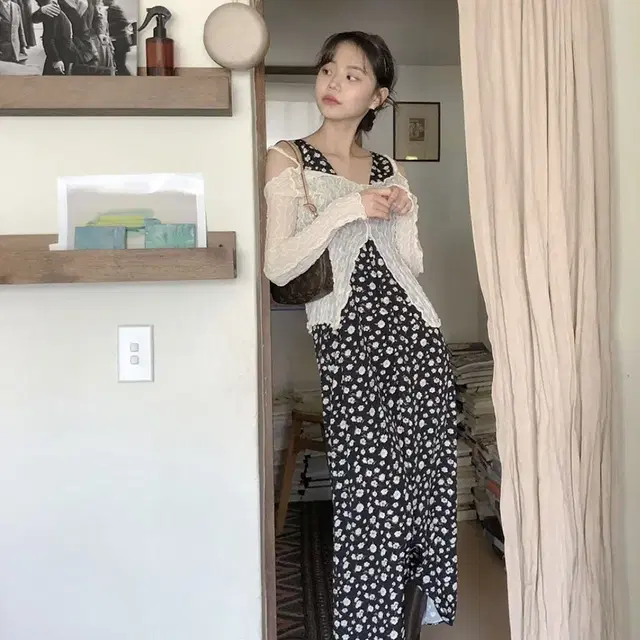 <새상품> 데일리마켓 mey flower dress 꽃무늬 원피스 set