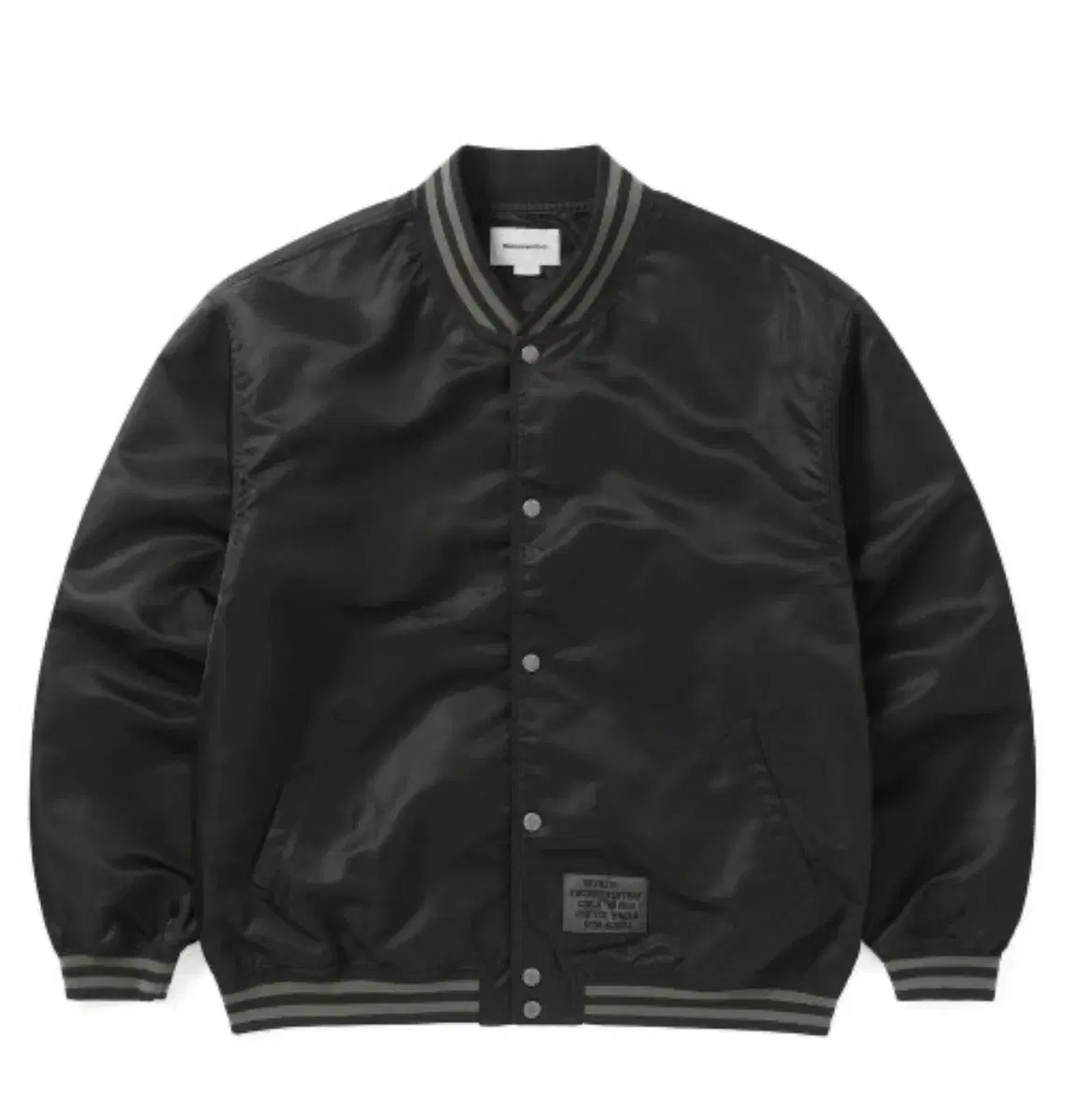 This Is Never Never That Satin Varsity Jacket Black size small