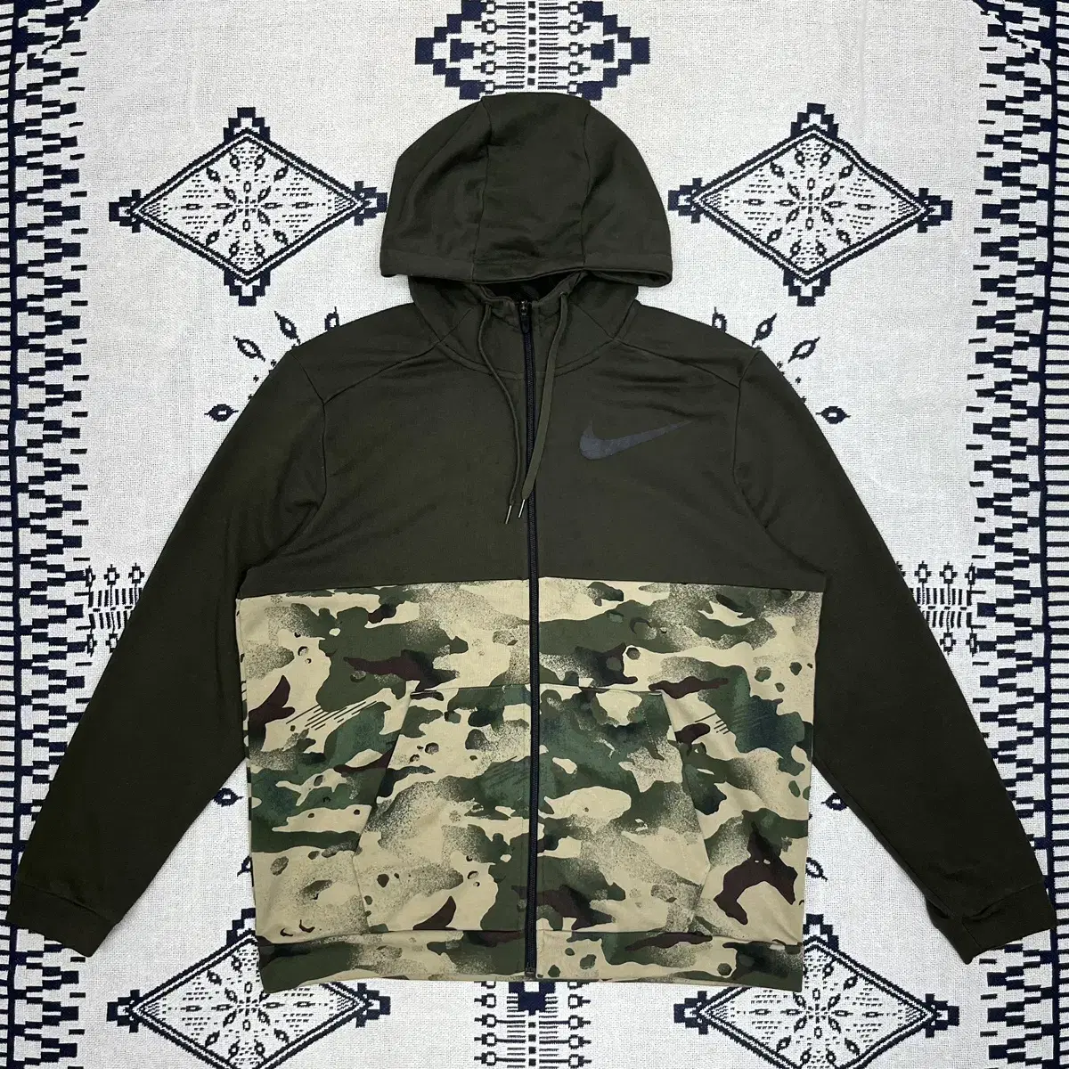 Nike Big Swoosh Camo Pattern Hoodie Zip Up