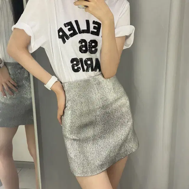 H&M 실버 A라인 스커트