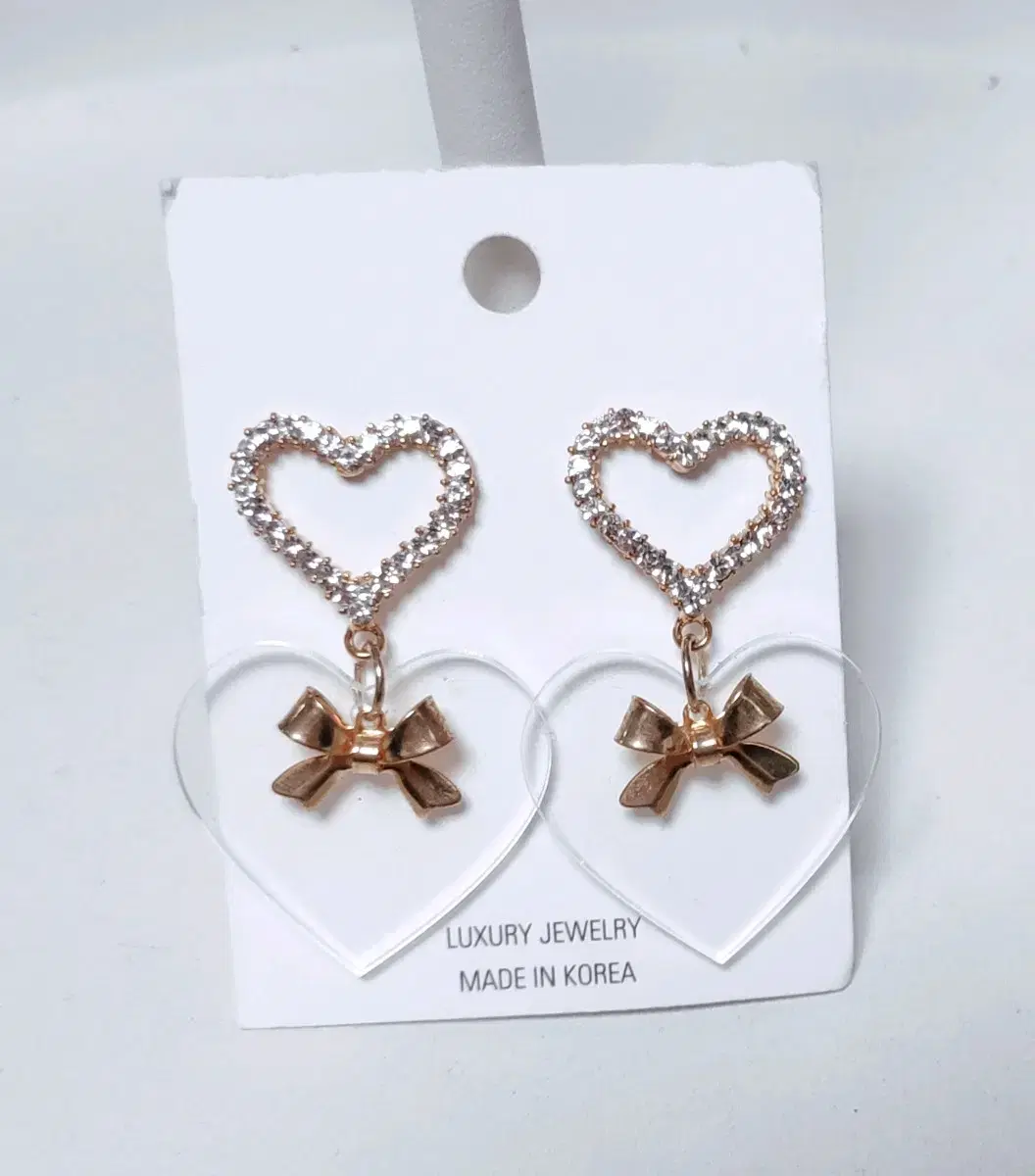 Heart Cubic Ribbon Earrings