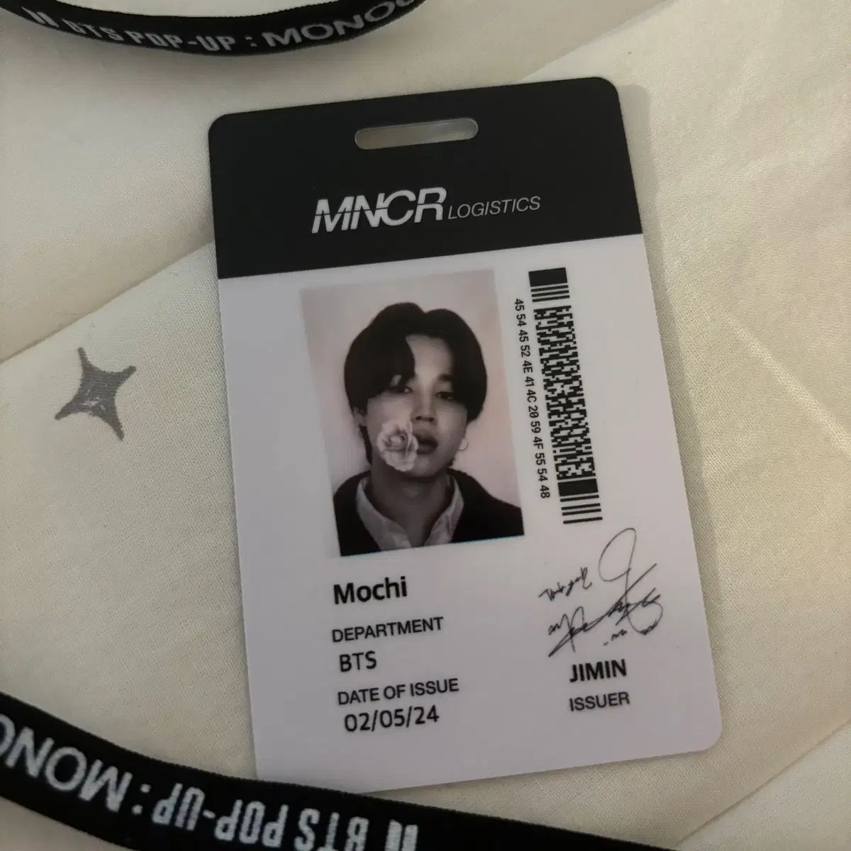 bts 모노크롬팝업 비지터 카드 지민 Gift Lanyard