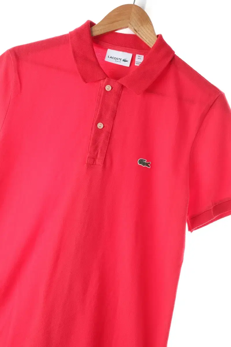 (M) Lacoste Short-sleeved kara T-shirt Red Amecazi Basic Fit-C557