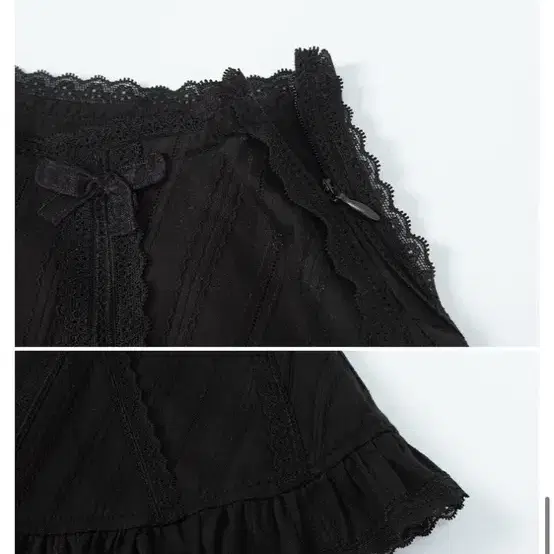 급처 ! 에즈이프캘리 FRILL RIBBON PANEL SKIRT