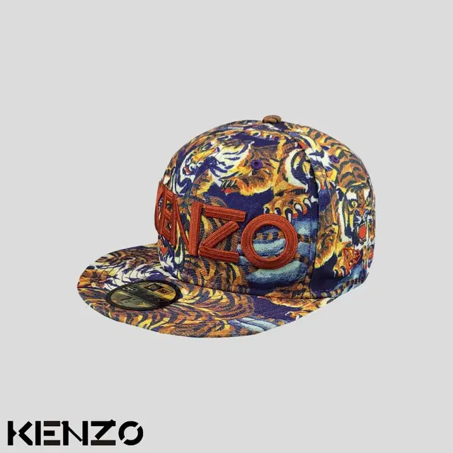 KENZO 겐조 X 뉴에라 블루 오렌지 플라잉 타이거 스냅백 모자 59.