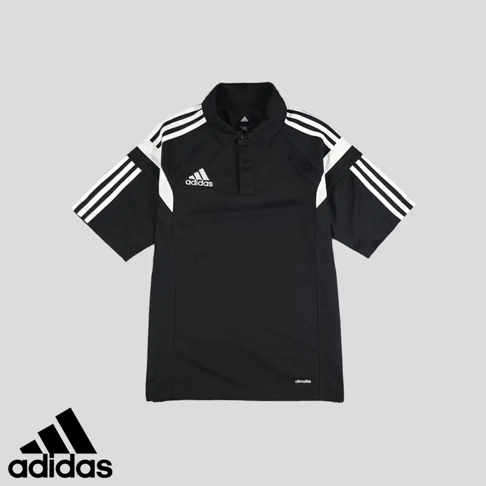 Adidas Black White Three-Wire Kara Neck Climalite Con14 Poly100 Performance