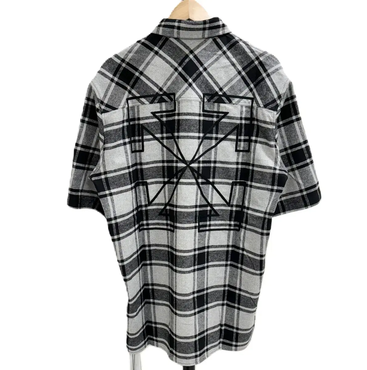 [XL]Off-white flannel short sleeve shirt