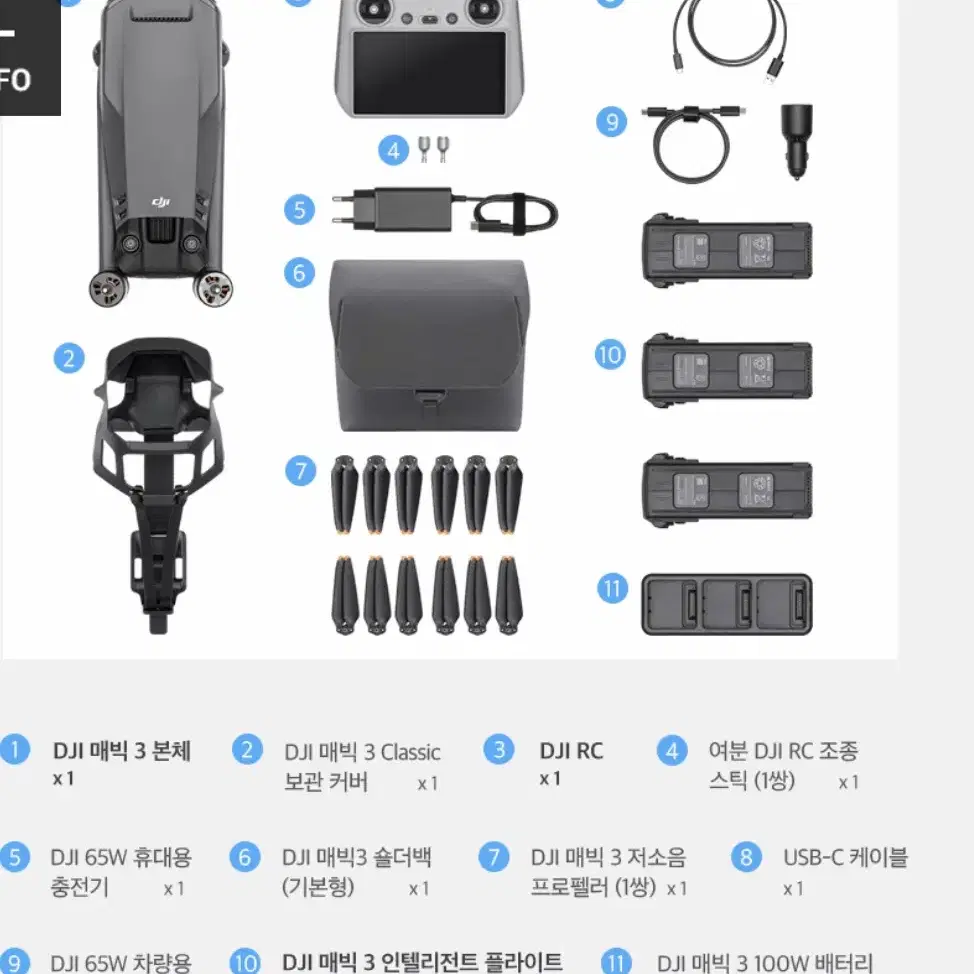 미개봉 DJI매빅3클래식(DJI RC포함)+플라이모어 킷+액세서리3종 풀