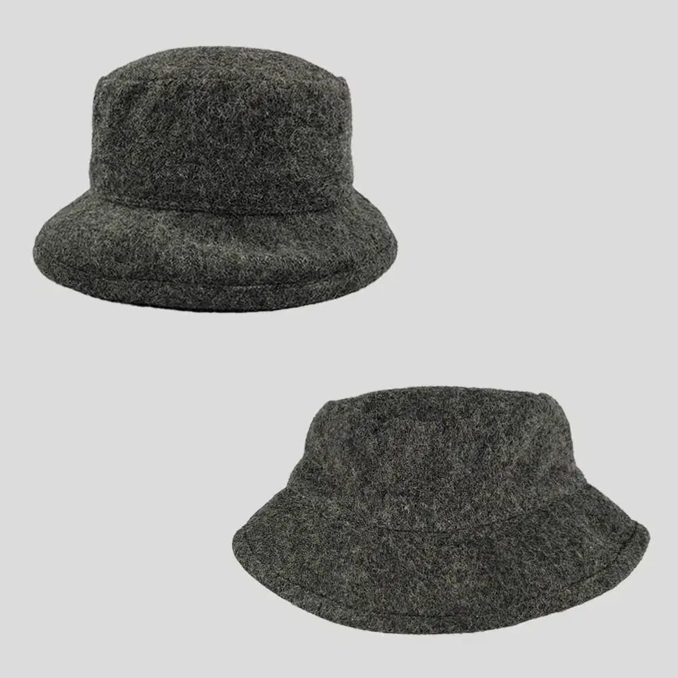 New York Hat Co. 차콜그레이 헤어리 모직 울 이너플리스 벙거