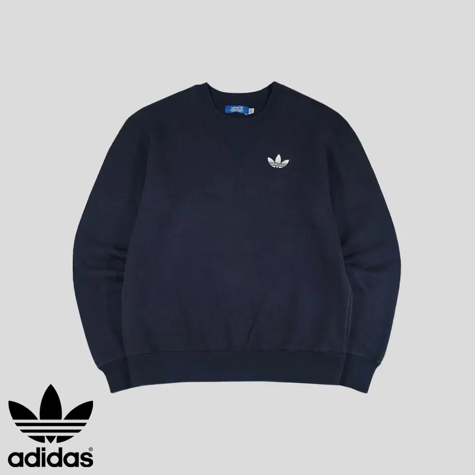 Adidas Navy Cotton 100% Trefoil Embroidered Crew Neck Sweatshirt