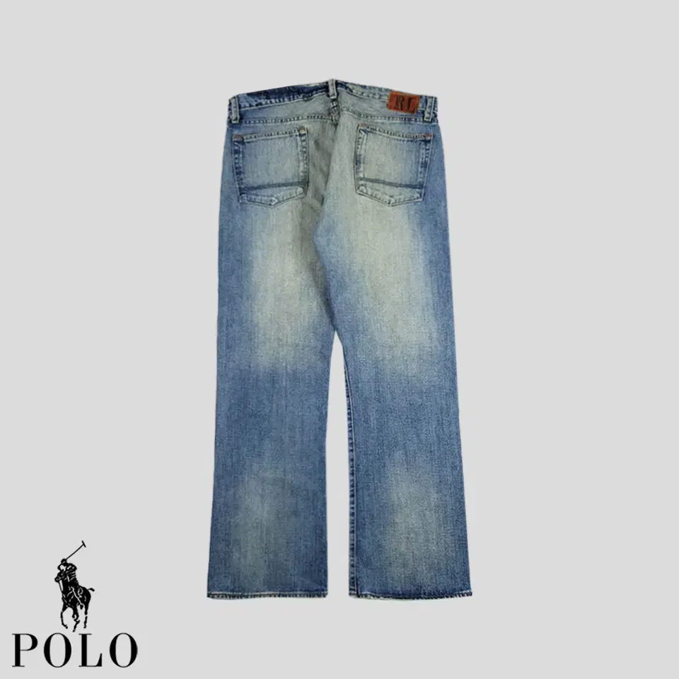 Polo Ralph Lauren Polo Jeans Mid Blue Wash RL Leather Tab semi Bootcut Jeans Denim Pants