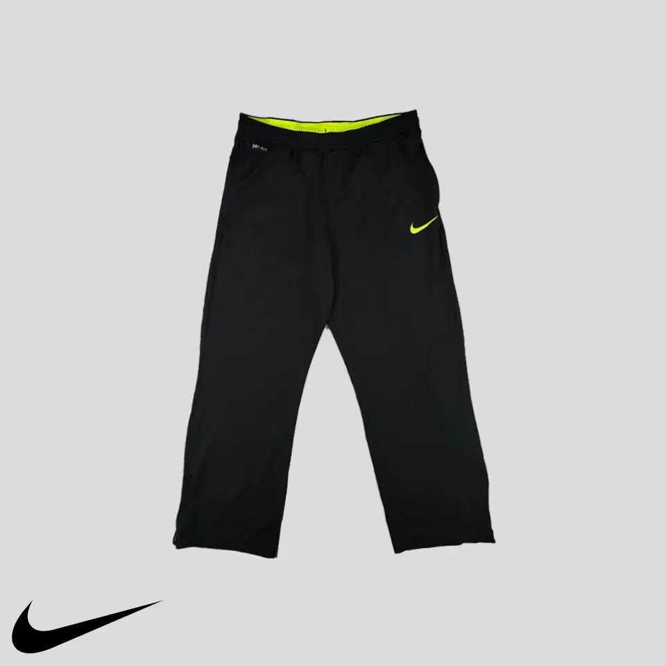 Nike Black Neon Fluorescent Swoosh Dry Fit Side-Zip Banding 9-Part Jersey Pants Tr