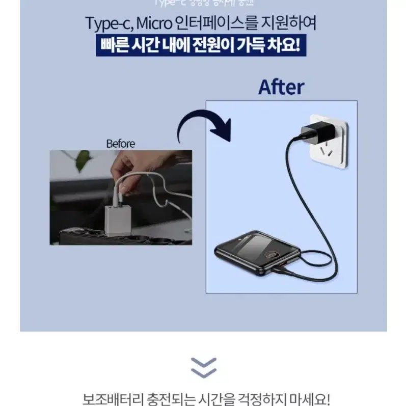 <새제품>4가지 동시충전 고품질 대용량 미니 보조배터리