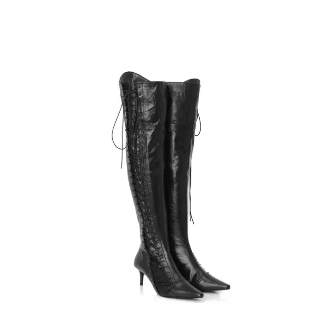 쓰리타임즈 Eyelet lace-up knee high boots