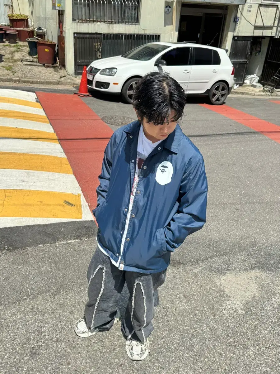 BAPE Nylon Coach Jacket Navy BAPE