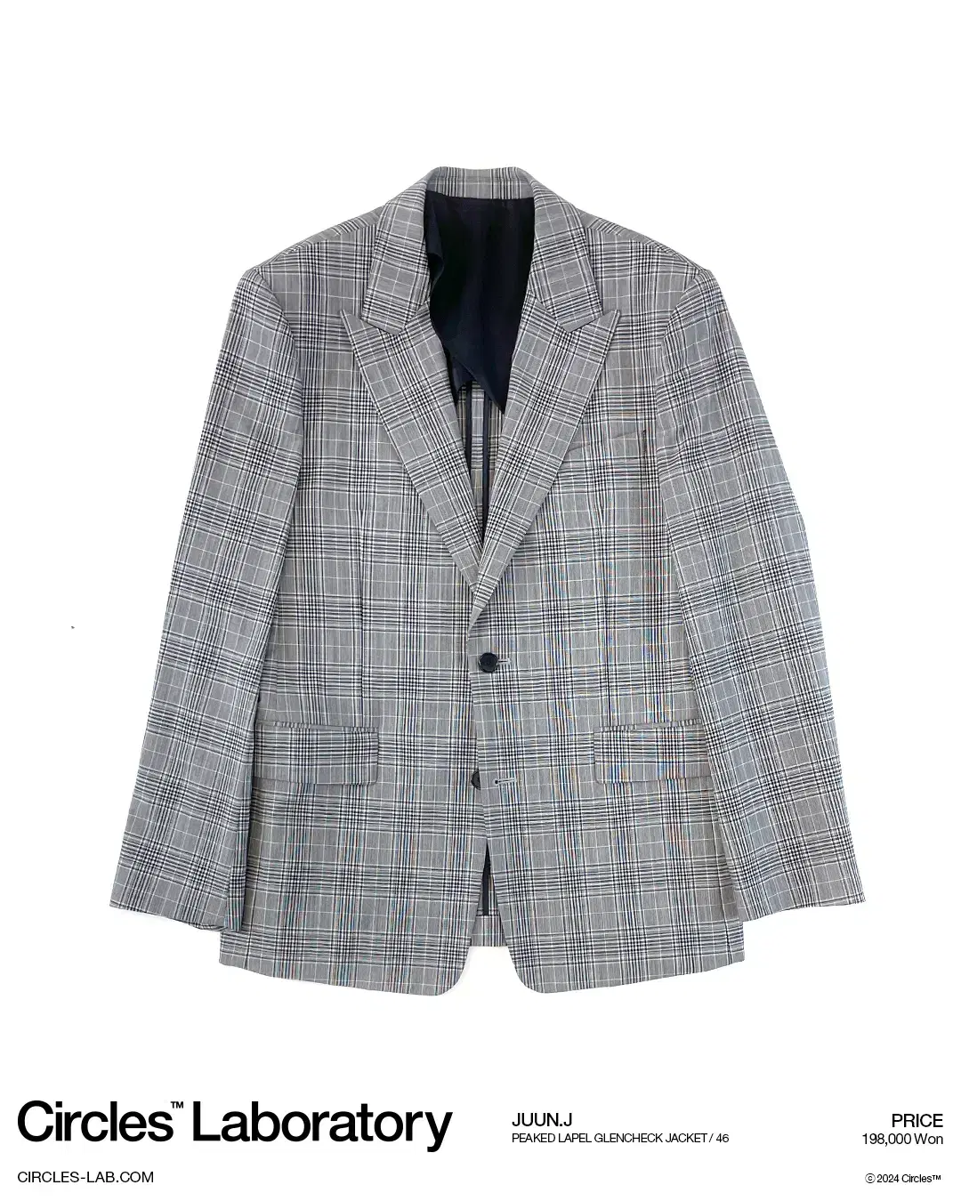 Junji JUNN.J Peaked lapel glencheck jacket 46