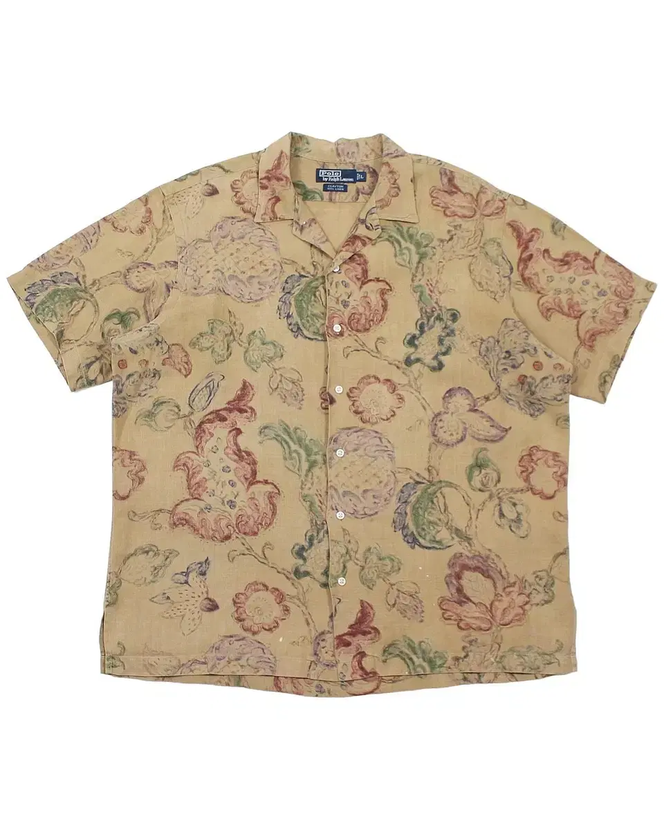 1990s Polo Ralph Lauren Linen Hawaiian Shirt Clayton Aloha