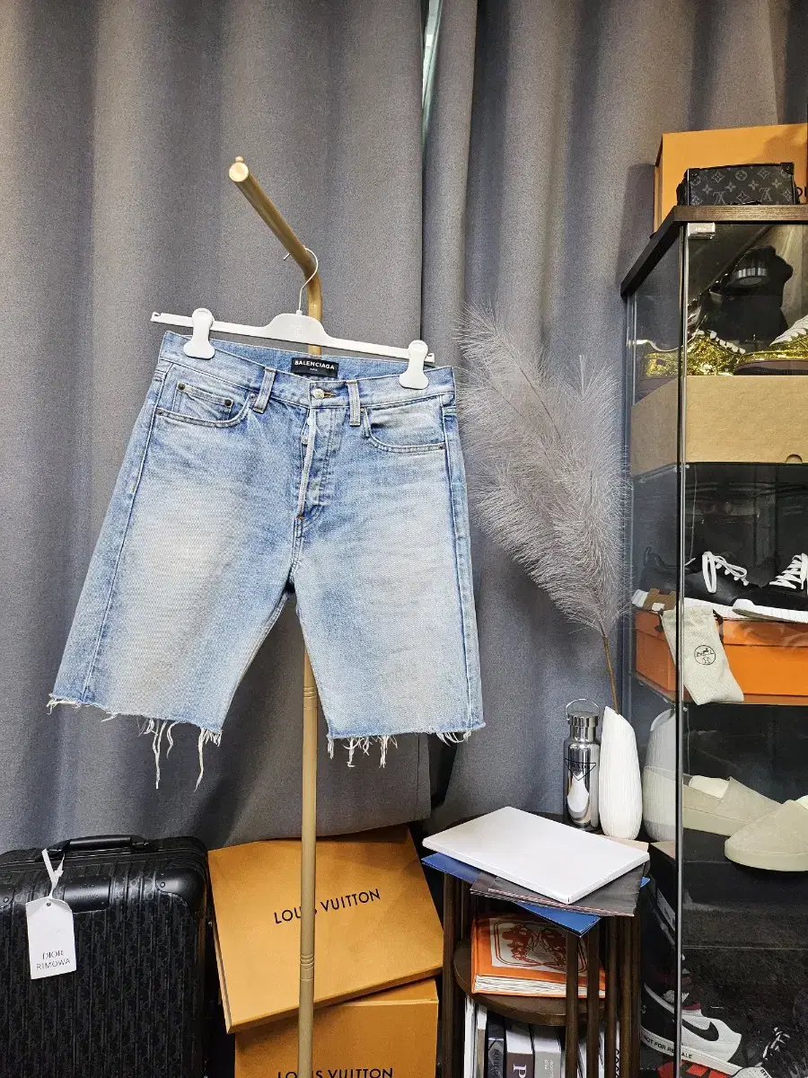 Balenciaga Destroyed Light Blue Denim Shorts AW17