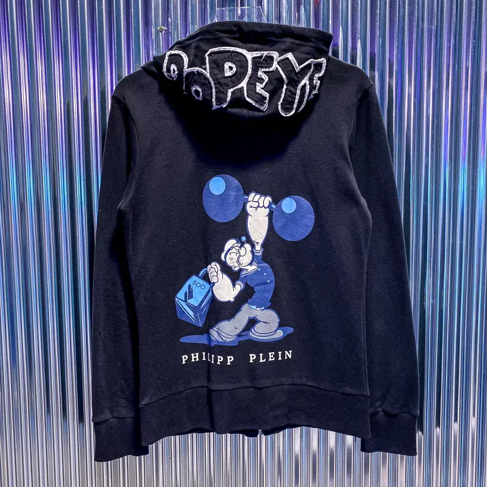 Phillip Plein Popeye Printed Silver Logo Hoodie Zip-up (Domestic S) CA233