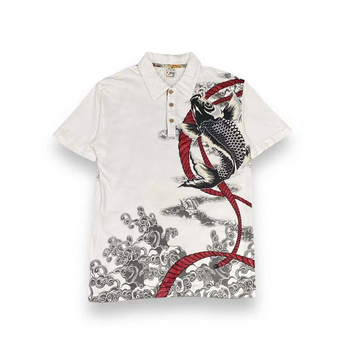 Short-sleeved karati in Japanese print