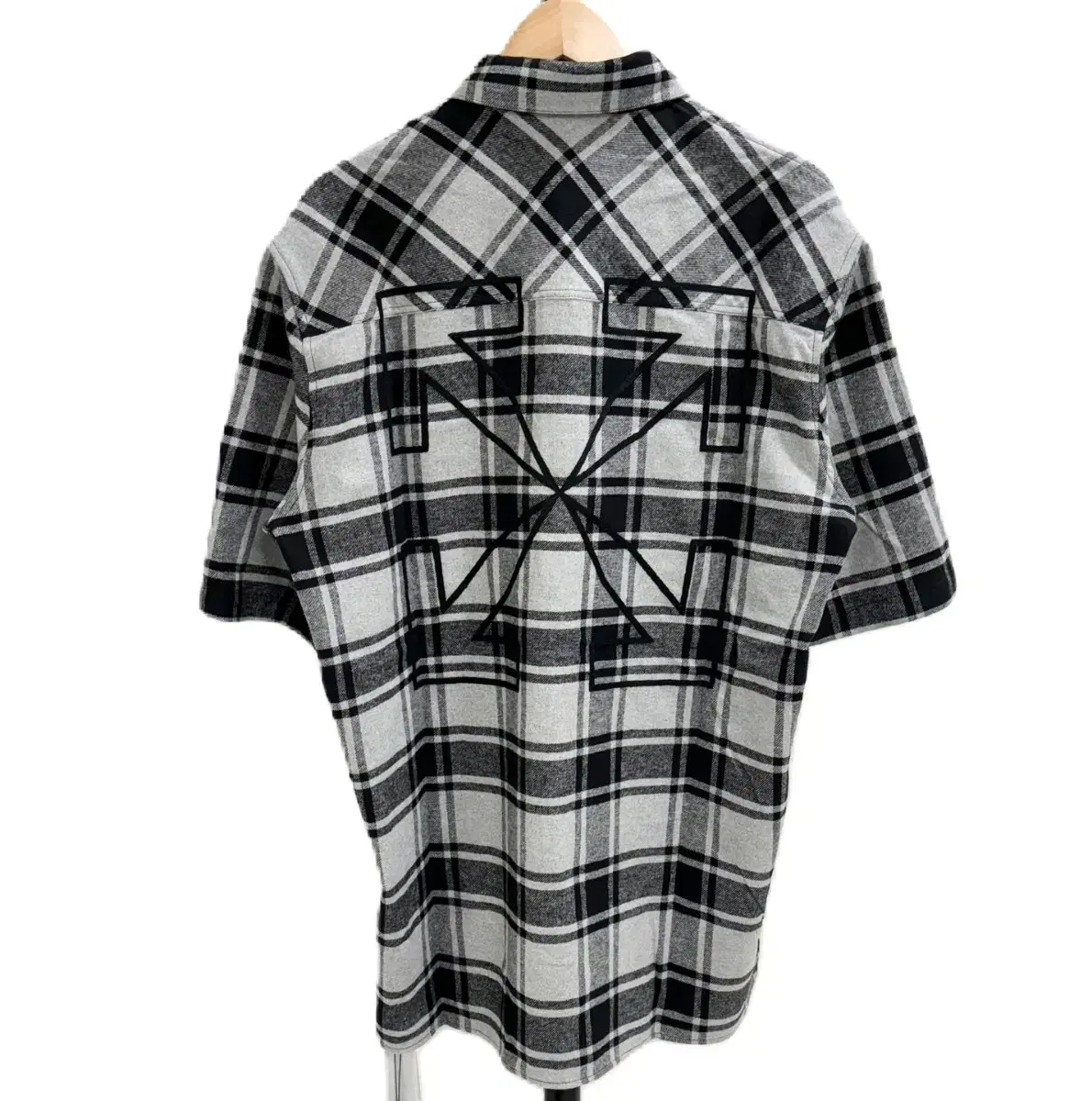 [XL]Off-white flannel short sleeve shirt