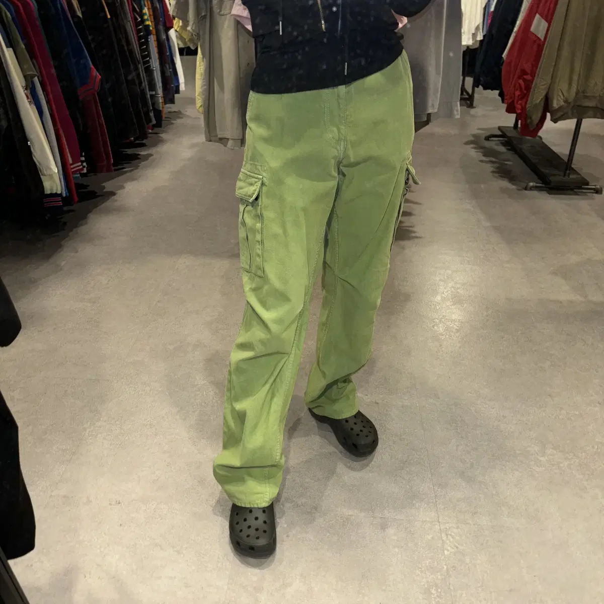 VINTAGE Vintage Light Green Cargo Button-Down Cotton Pants (30)