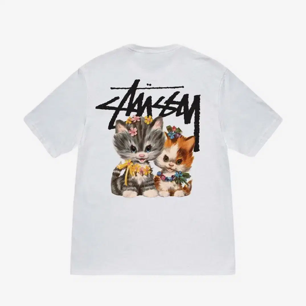 S 스투시 stussy 키튼 고양이 반팔티 화이트 미시착 새제품 판매