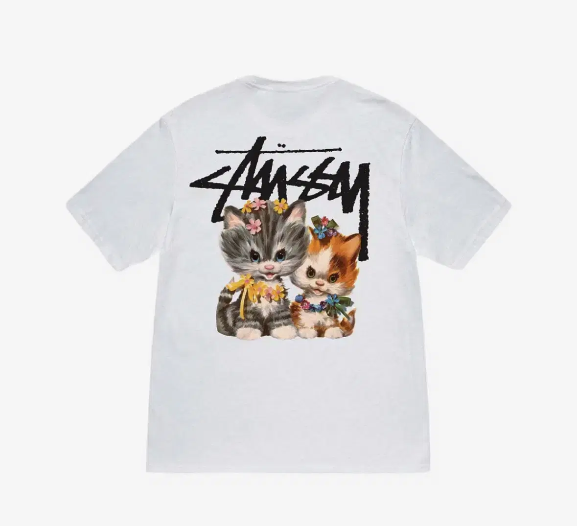 S 스투시 stussy 키튼 고양이 반팔티 화이트 미시착 새제품 판매