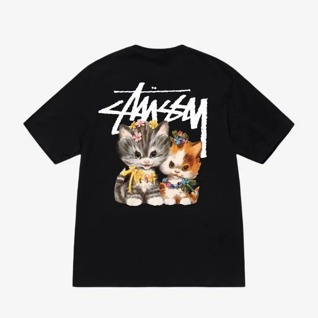 S 스투시 stussy 키튼 고양이 반팔티 블랙 미시착 새제품 판매