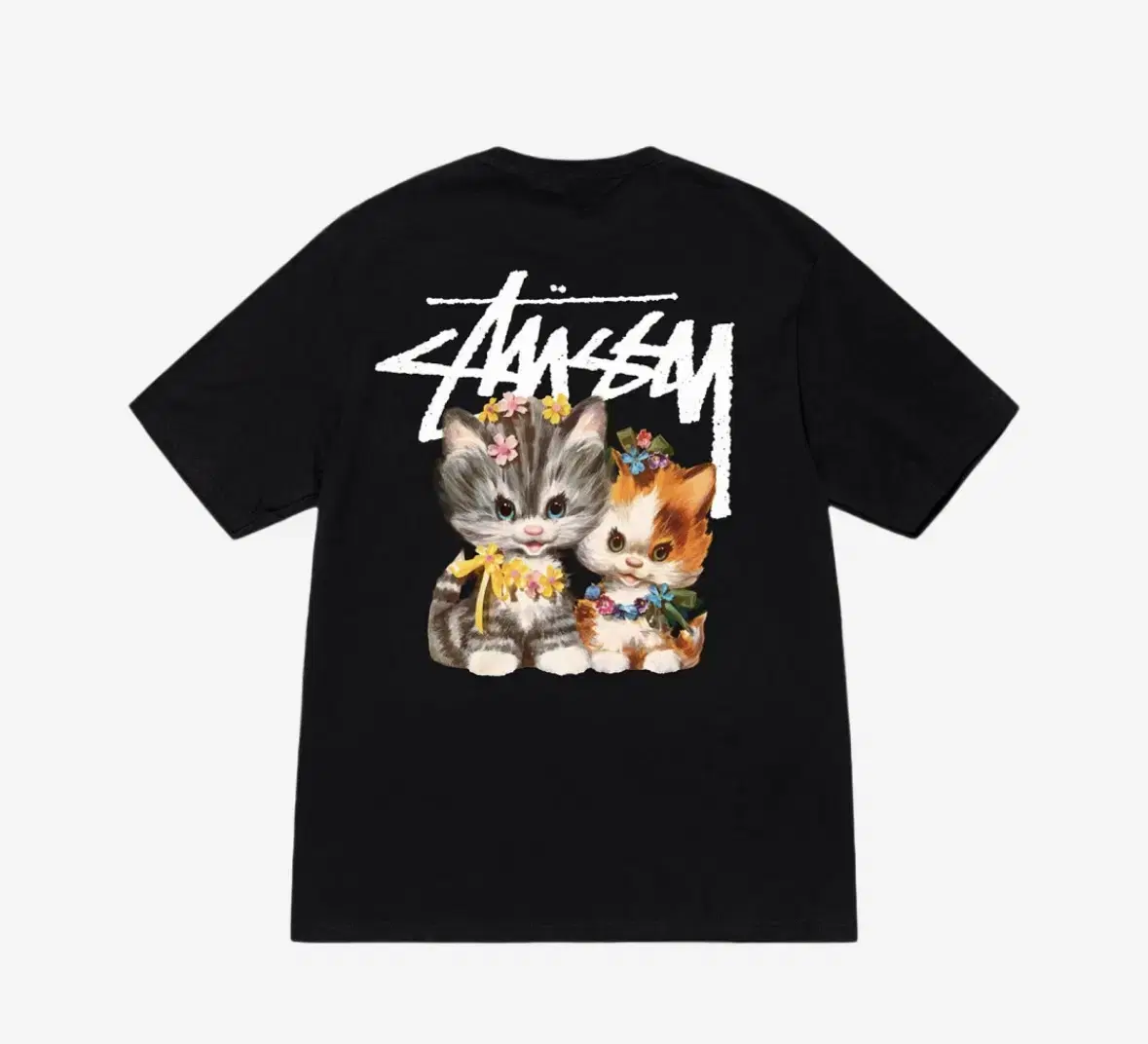 S 스투시 stussy 키튼 고양이 반팔티 블랙 미시착 새제품 판매