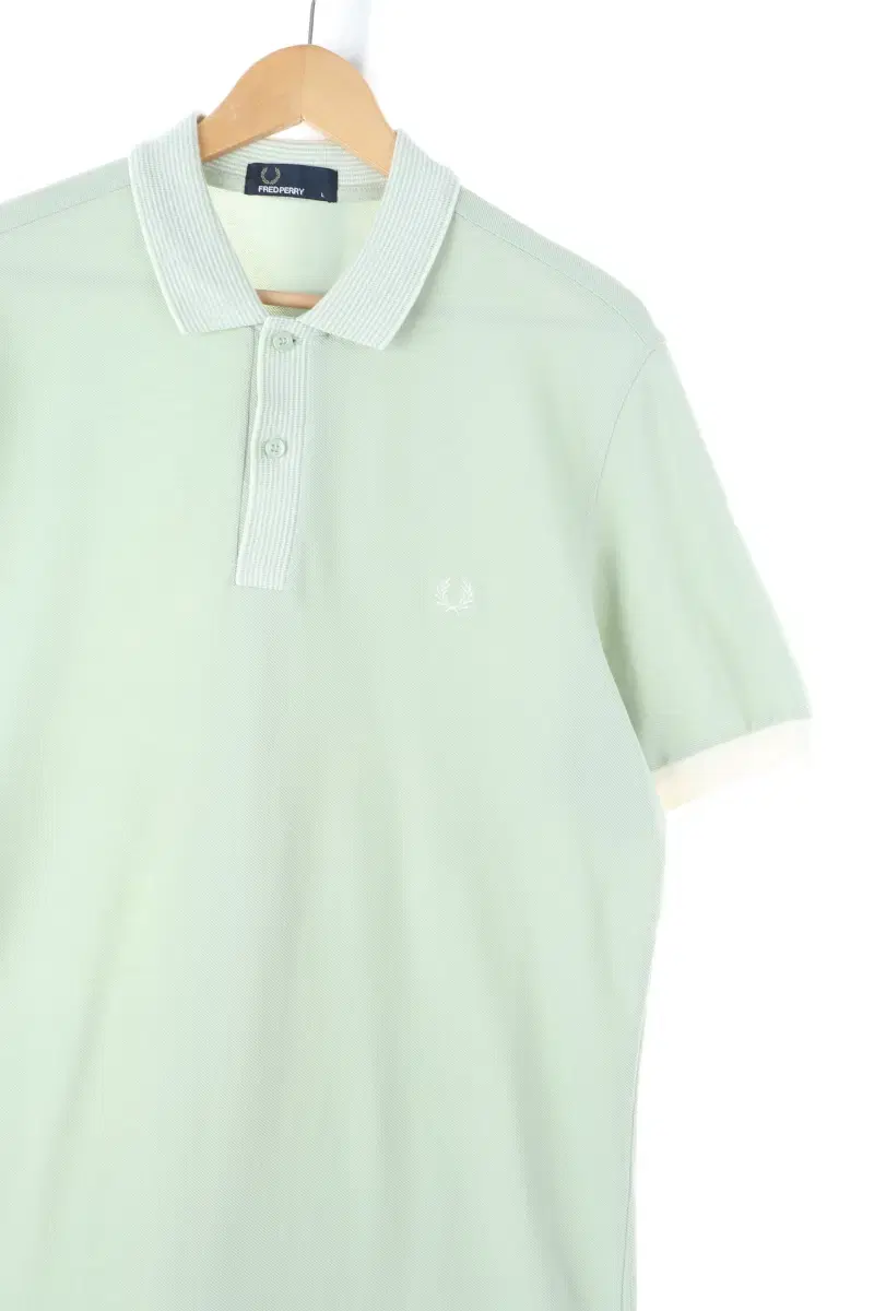 (L) Freddie Perry Short Sleeve kara T-shirt Light Green Boxy Fit Limited Edition-C034