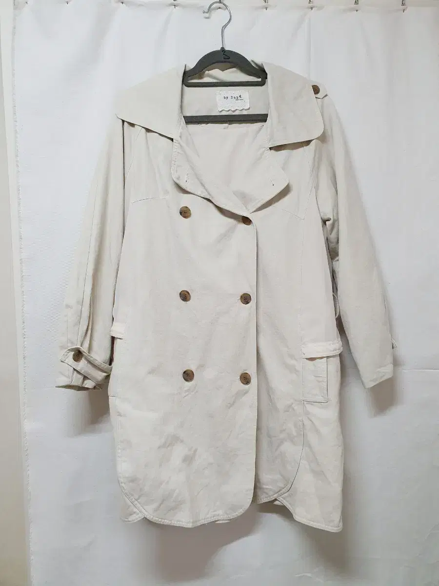 By Dey Beige Chiffon Double Trench Coat